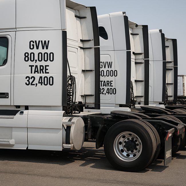 GVW & TARE Decals for Semi Trucks