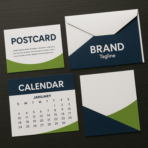 branded postcards, envelopes, calendars and more for print marketing