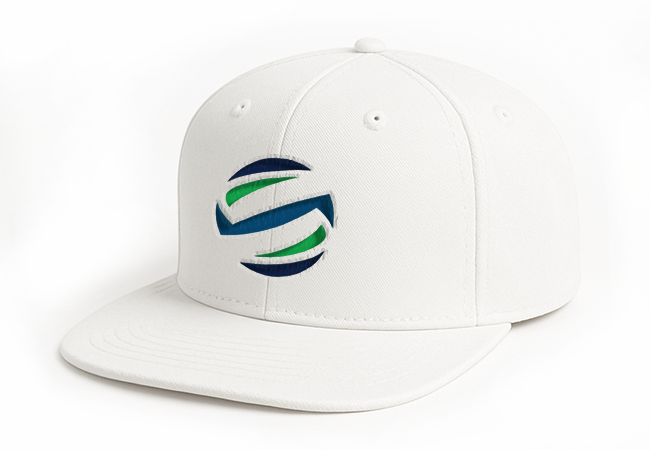 custom apparel, embroidered flat brim hat