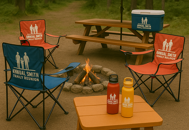 fun promotional items like camping chairs, coolers, water bottles and more